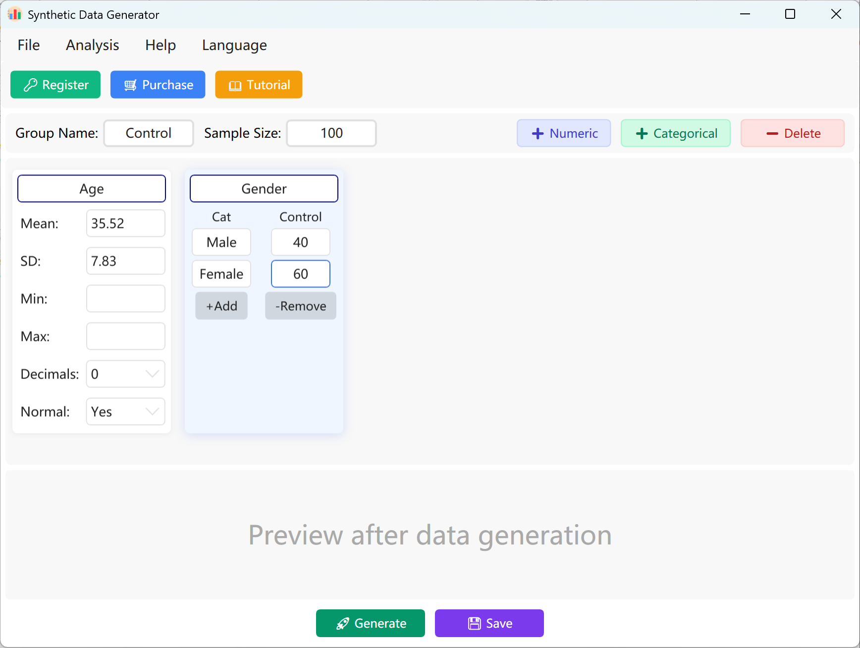 Synthetic Data Generator Interface
